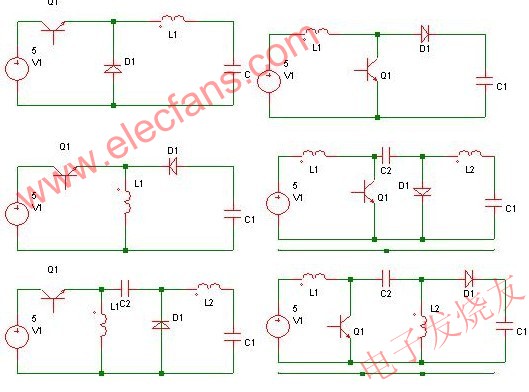 依次為buck,boost,buck-boost,cuk,zeta,sepic變換器 www.qldv.cn