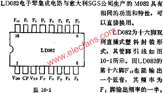 LD082組成電子鋼琴的管腳引線電路圖  www.qldv.cn
