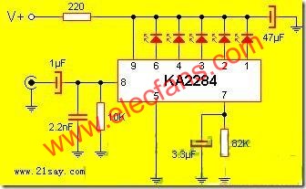 KA2284 LED電平指示電路圖  www.qldv.cn