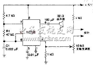如圖所示為發聲式連續性測試儀電路